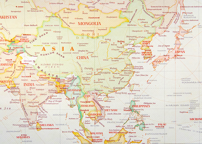 地図タペストリー レトロ調世界地図 A0 ケヤキ調 東京カートグラフィック