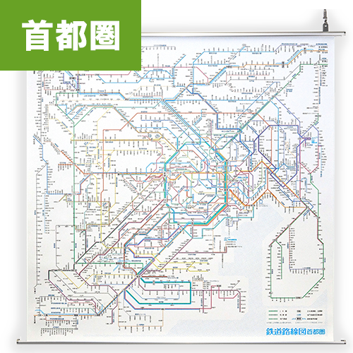 地図タペストリー鉄道路線図首都圏 シルバー 東京カートグラフィック